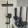 Intelligent Thermostatic Shower Set LED Digital Display Piano Keys Black Rainfall Bath Shower Faucet System Set Aluminum 4