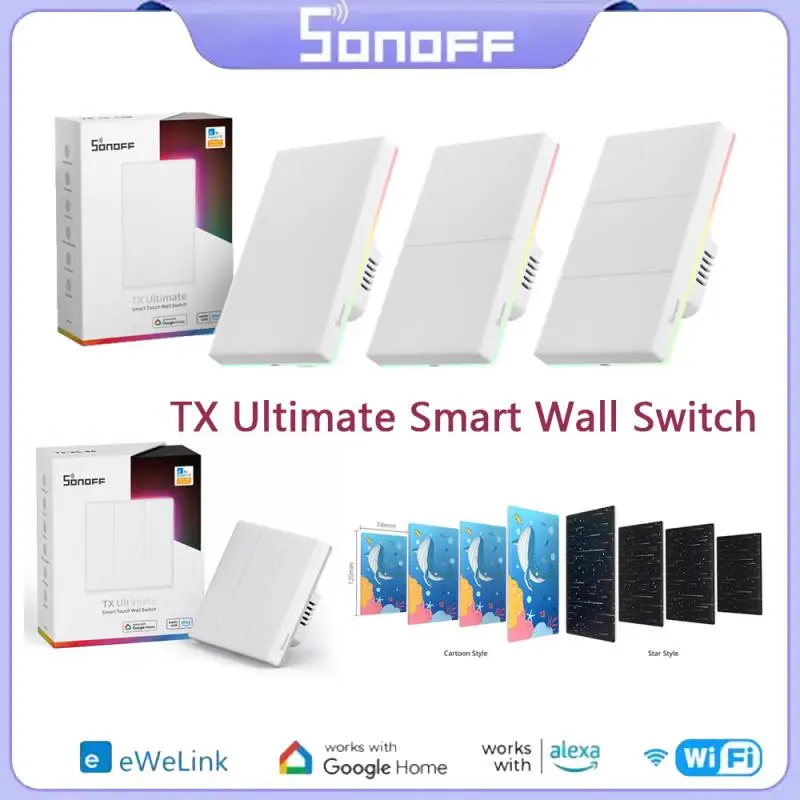 Sonoff Tx Ultimate Smart Wall Switch Full Touch Access Led Light Edge Telecomando Ewelink Multi-Sensoriale Tramite Alexa Google Home