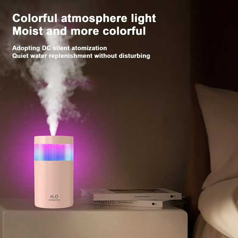 Quiet Air Humidifier Small Ultrasonic Air Humidifiers 300ML Rechargeable Auto Shut-Off Humidifiers With Colorful Lights