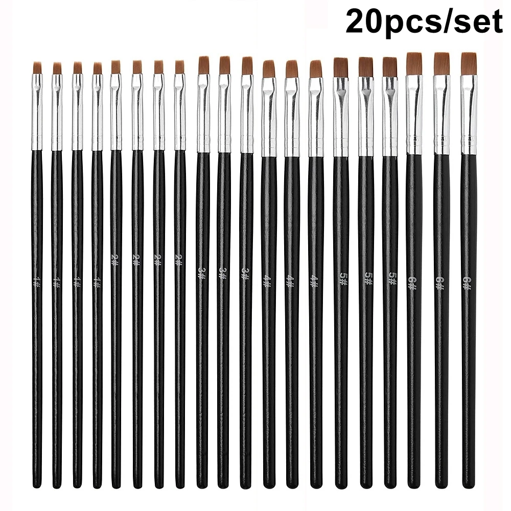 KADS 20pcs/set Nail Brush 6 Size Available Nylon Nail Brush Painting Pen Nylon Hair Nail Brush For Nail Design DIY