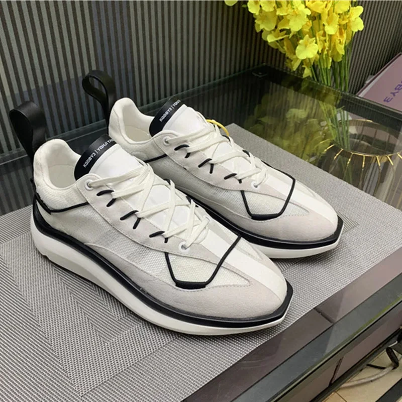 

Thick Sole Mesh Breathable Men's Sports Shoes Platform Casual Walking Men's Shoes Cowhide Color