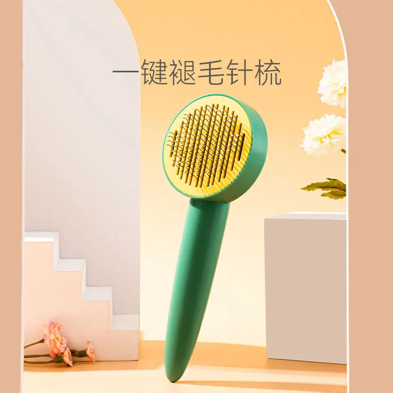 

Pet Self-cleaning Comb For Cats And Dogs Universal To Floating Hair One-button Hair Removal Brush To Open The Knot Comb Cleaning