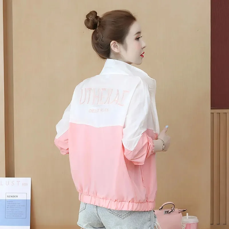 

2023 Summer New Sunscreen Clothing Women's Standing Collar Thin Coat Female Jacket Korean Embroidery UV Protectio Jackets 2XL