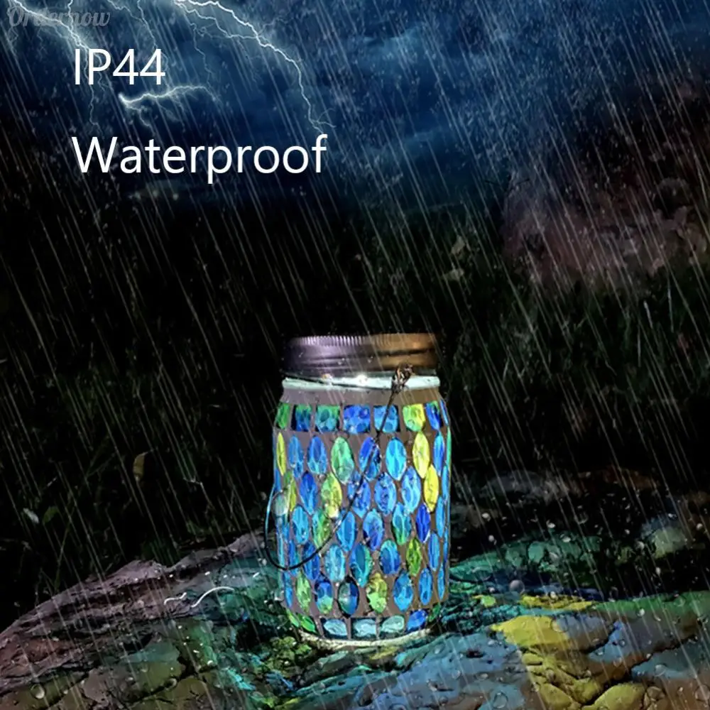 Description Picture 5 of itemLED Mosaic Solar Lantern Waterproof Solar Glass Bottle Jar Table Lamp Glass Table Lamp for Garden Patio Party Yard Balcony Decor
