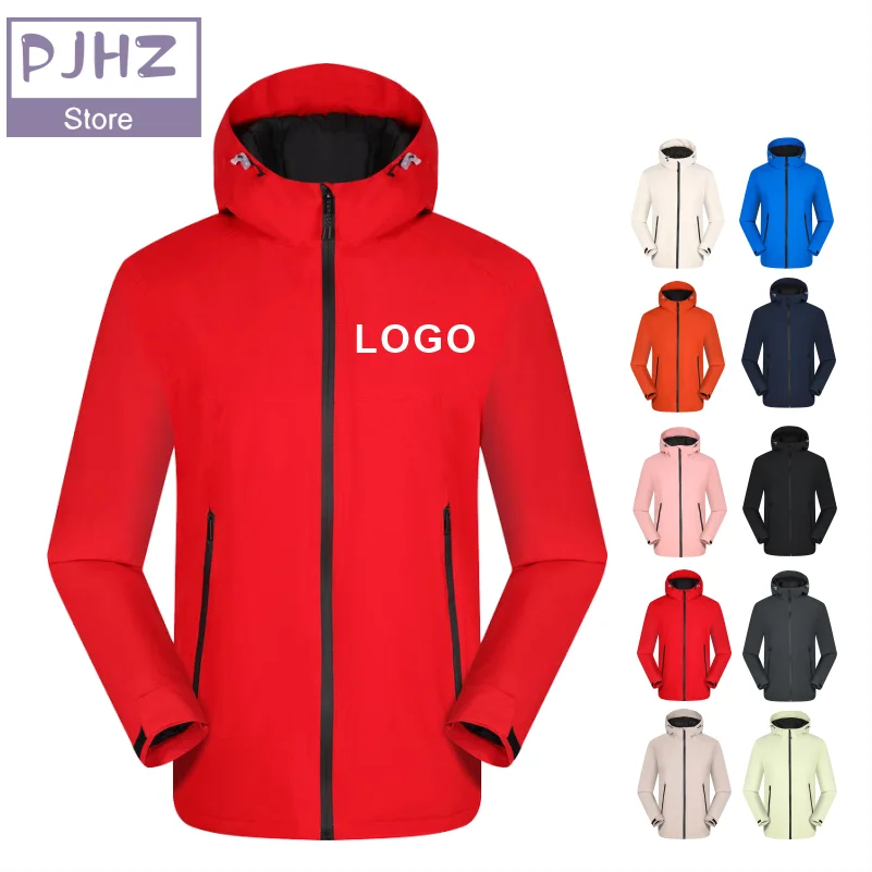Hiking Windproof Jacket Mountaineering Outdoor Camping Skiing Raincoat Waterproof Hooded Jackets print embroidery