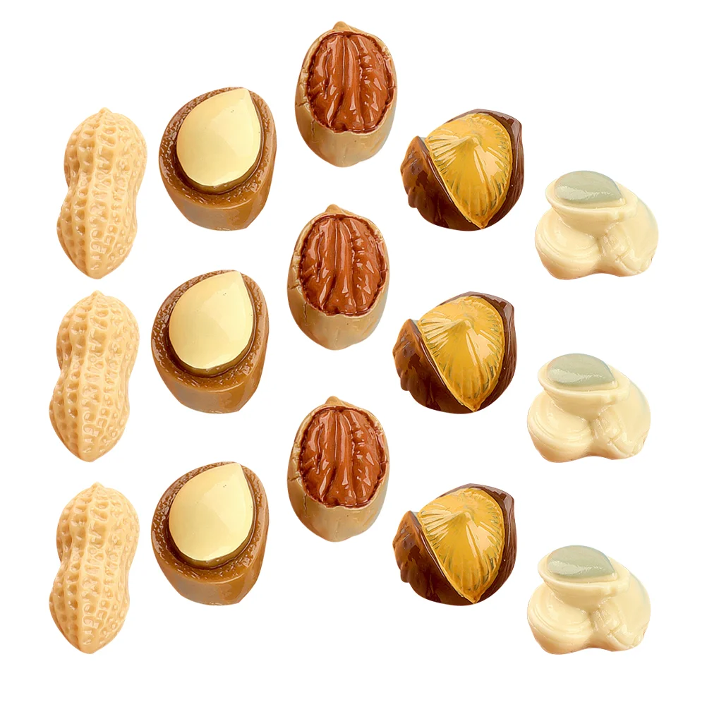 

15pcs Artificial Stereo Nut Miniature Resin Nut Embellishments Mixed Style