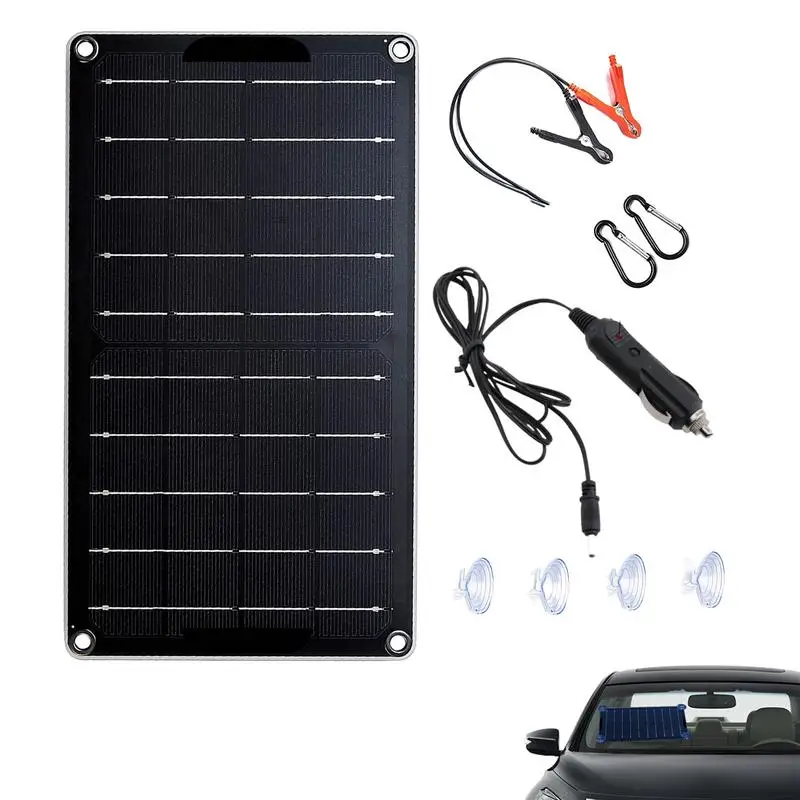 Solar Panel Trickle Charger 10W Solar Battery Trickle Charger Maintainer Plug And Play 12V High-Efficiency Panel