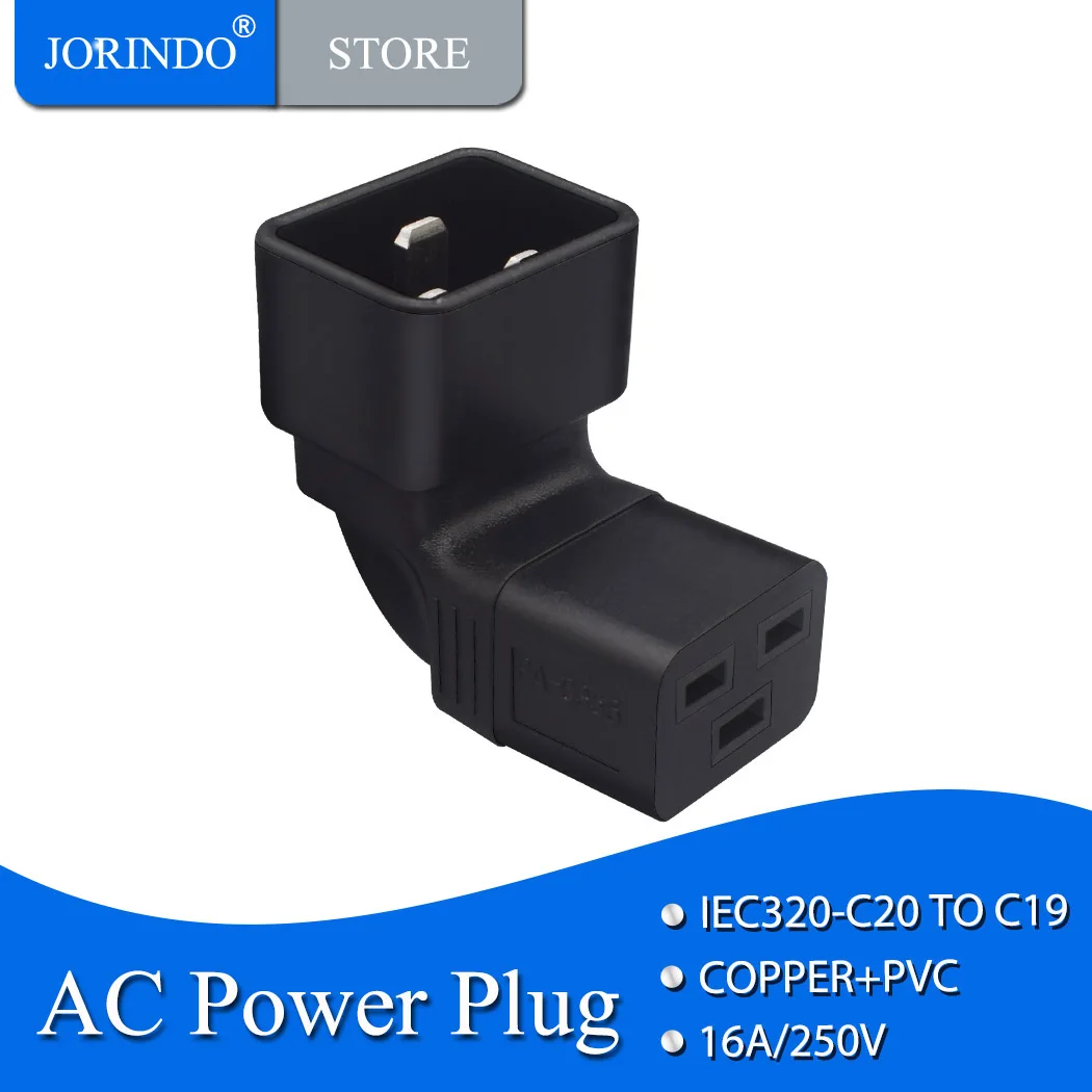 Адаптер питания joriniec 320 C20-C19 под прямым углом, 16 А IEC 3 контакта/отверстия адаптер «Папа-мама» 16A/250 В