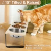 Elevated Cat Bowls with 3 Stainless Steel Bowls 15° Tilted Anti-Vomiting Raised Cat Food Bowl for Small Cats Puppies Accessories 2