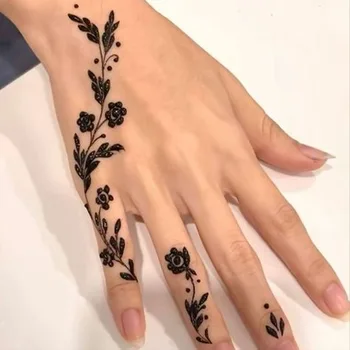 Tatuaggi temporanei esotici del Mar Nero, impermeabili, a lunga durata, anti-sbavatura, adesivi per mani e dita, per matrimoni e vacanze