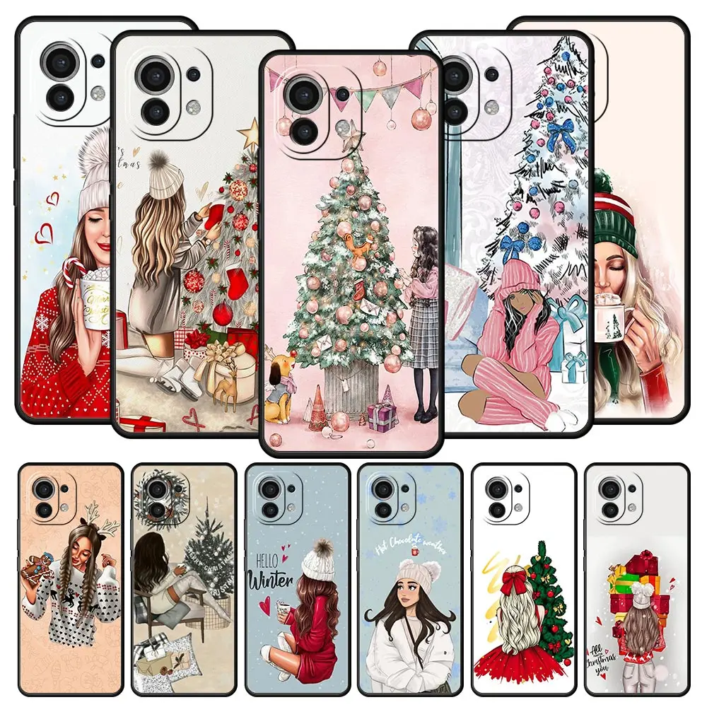 Festive Girls Art Coffee Phone Case - Christmas Edition