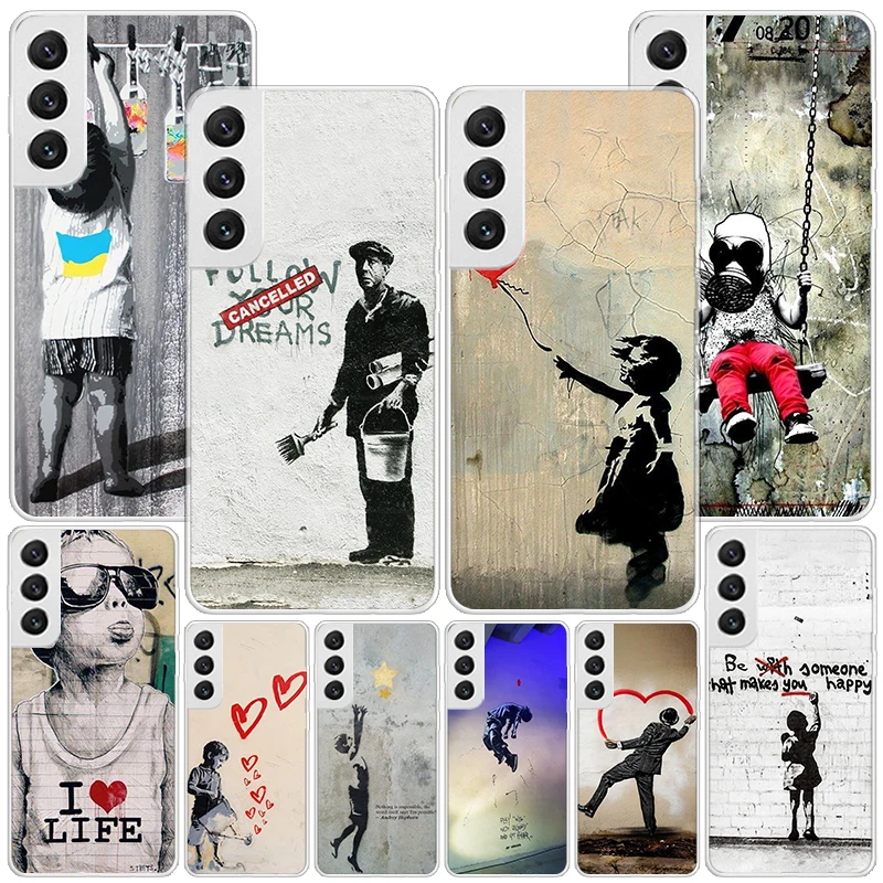 Street Art Banksy Graffiti Phnoe Case Per Samsung Galaxy Note 20 Ultra 10 Lite 9 8 M12 M21 M30S M31S M32 J4 J6 Plus Cover Unica