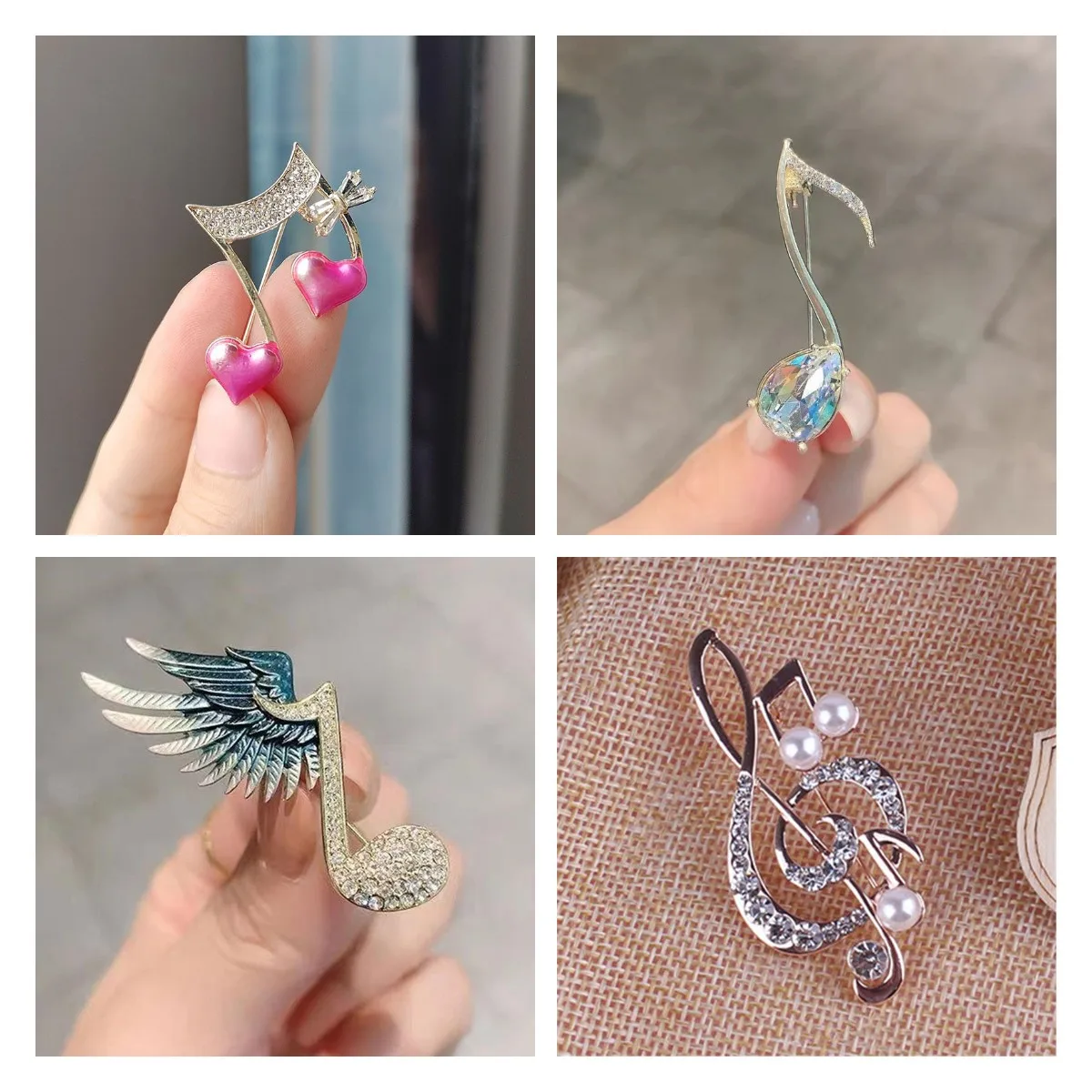 1PC Heart Love Pins, Musics Notes, Piano Staffs 1