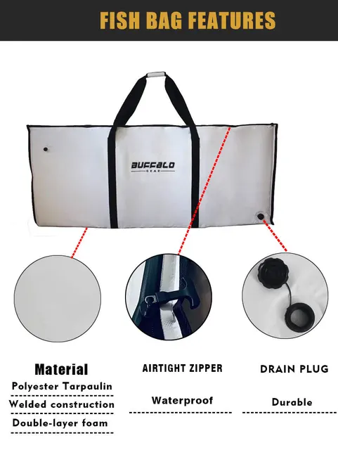 Buffalo Gear Insulate Fish Cooler Bag, Large Kill Bag, Monster Fish  Bags,Takes Up Less Space,Easy to Clean, Perfect Leakproof Sea, Lake and  River