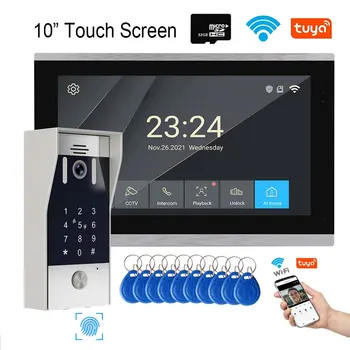 Fingerprint 5in1 Unlock Wifi Doorbell Video Intercom System For Home Doorphone Tuya Smart 1080P Touch Monitor Security Protect 1