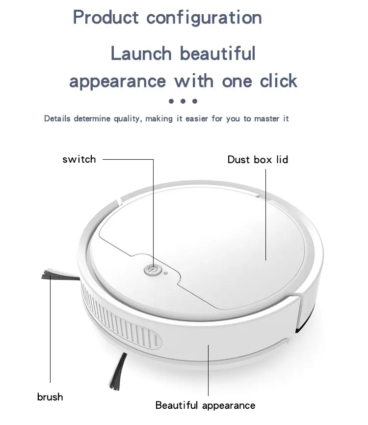 Bowai aspirateur robot OB8s robot de balayage de sol 3 en 1 amélioré