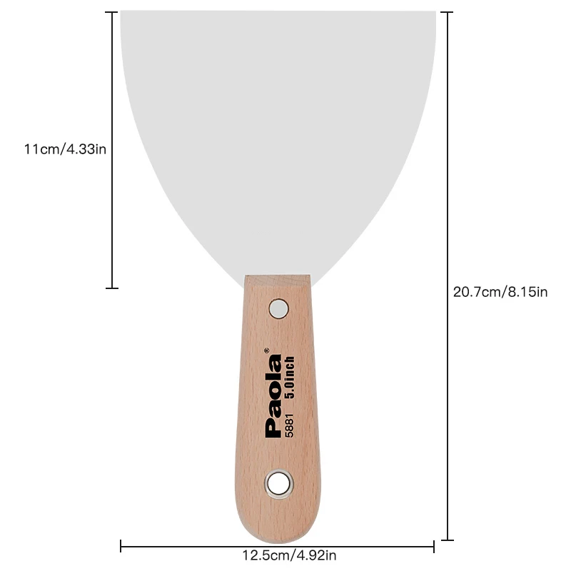 Paola Wood Handle 5-inch Stainless Steel Putty Knife Scraper