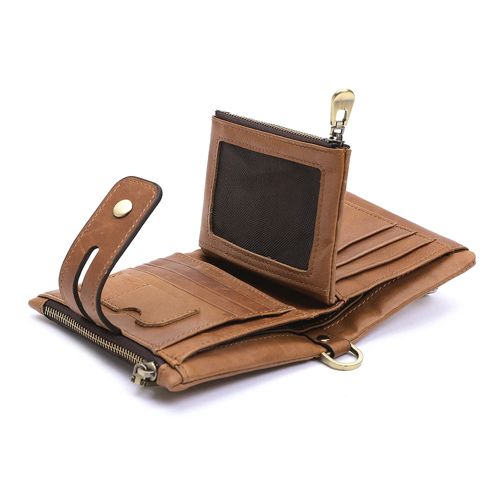Genuine Leather Wallet For Men Credit Card Wallet Hot Selling RFID Multi Slot Wallet Retro Crazy Horse Leather 3 Fold Wallet