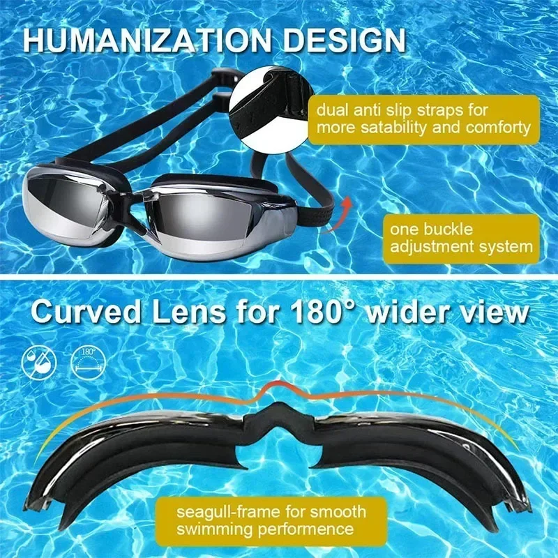 Men Women Myopia  Swimming Goggles for Adult  with Anti-fog Spray,  Pool Glasses Waterproof 5