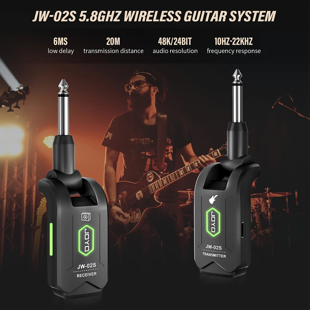 JW-02S 5.8Ghz Wireless Guitar System 6.35 Interface Guitar Transmitter Receiver