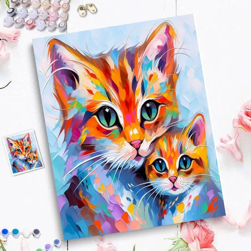 CHENISTORY DIY Paint By Numbers Kit for Adults - Cat, Acrylic Digital Oil Painting By Numbers Art on Canvas Home Decor Gift