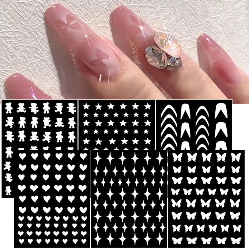 Airbrush Nail Art Stickers Decal Luxury Airbrush Stencils Nails Trendy  Salon Manicure Accesoires - Stickers & Decals - AliExpress