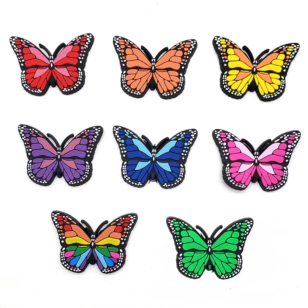 

8pcs/Set Exquisite colorful butterfly Shoe Charms for Croc Sandals Funny jibz Clogs Decoration PVC Accessories Unisex Kids Gifts