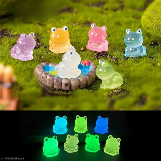 6PCS Luminous Mini Frogs Fairy Garden Decoration Miniature Frog Figurines  Glow At Night Home Decor Kawaii Accessories - AliExpress