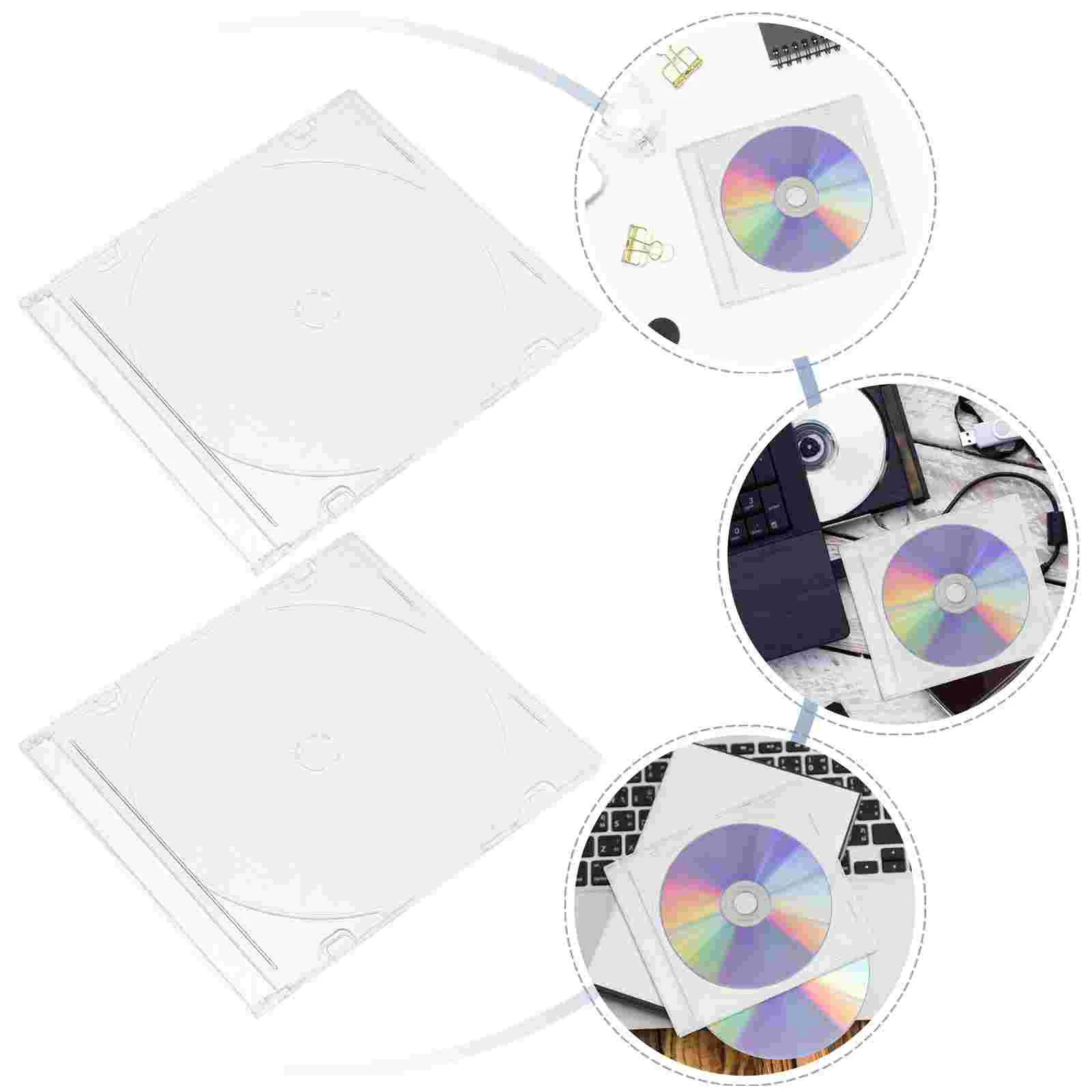 

2 Pcs Dvd Record Storage Box Single CD Case Acrylic Square Shaped Disc Clam Shell Cases Transparent