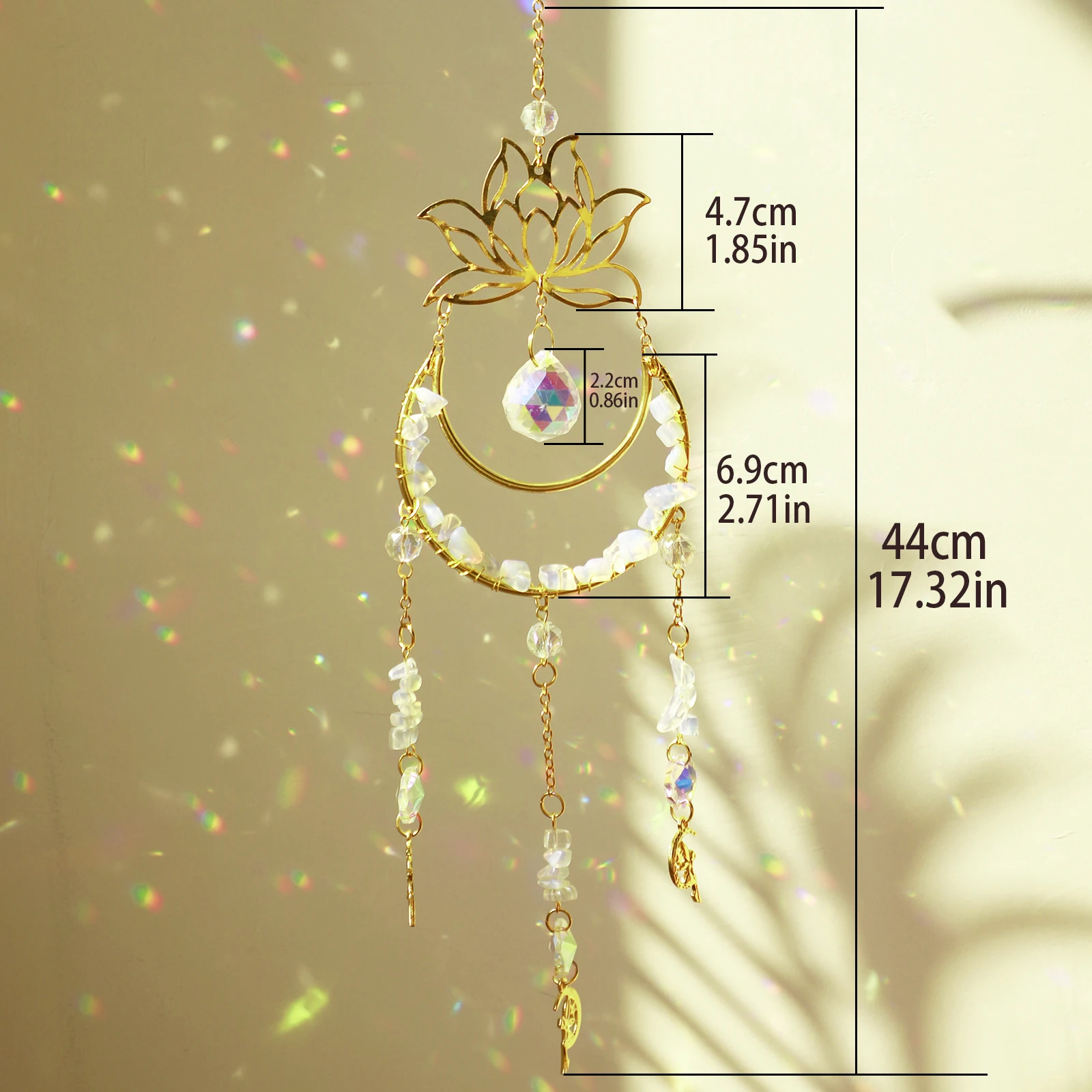 Crystal Suncatcher Moon Lotus Angel Hanging Decor Stained Glass Suncatcher Crystal Prism Garden Decoration Outdoor Decors Gift