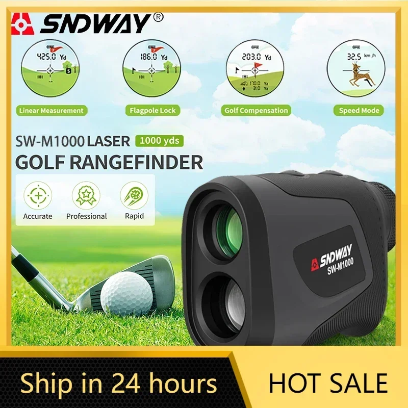 SNDWAY SW-M500/700/1000 Golf Laser Rangefinde Rechargeable Battery,Slope and Flag Pole Lock Vibration for Golfing,Hunting,Survey