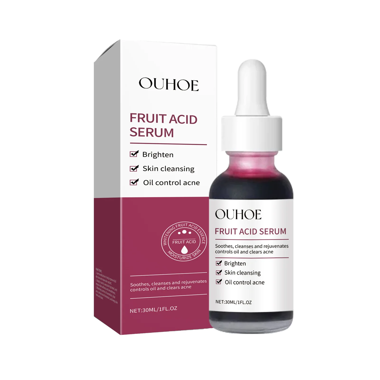 Pore Shrinking Serum Fruit Acid Exfoliating Skin Cleansing Repair Soothe Moisturizing Daily Oil Control Brightening Facial Serum 2
