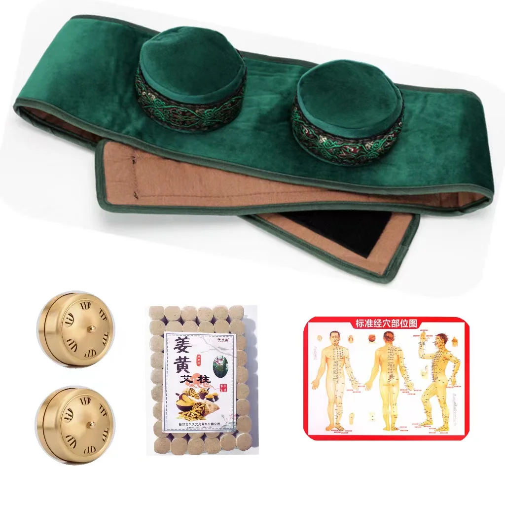 Skin-friendly Cotton Smokeless Moxibustion Bag Moxa Burner Copper Box Mugwort Herbal Roll Burner Body Acupoint Warm Massage
