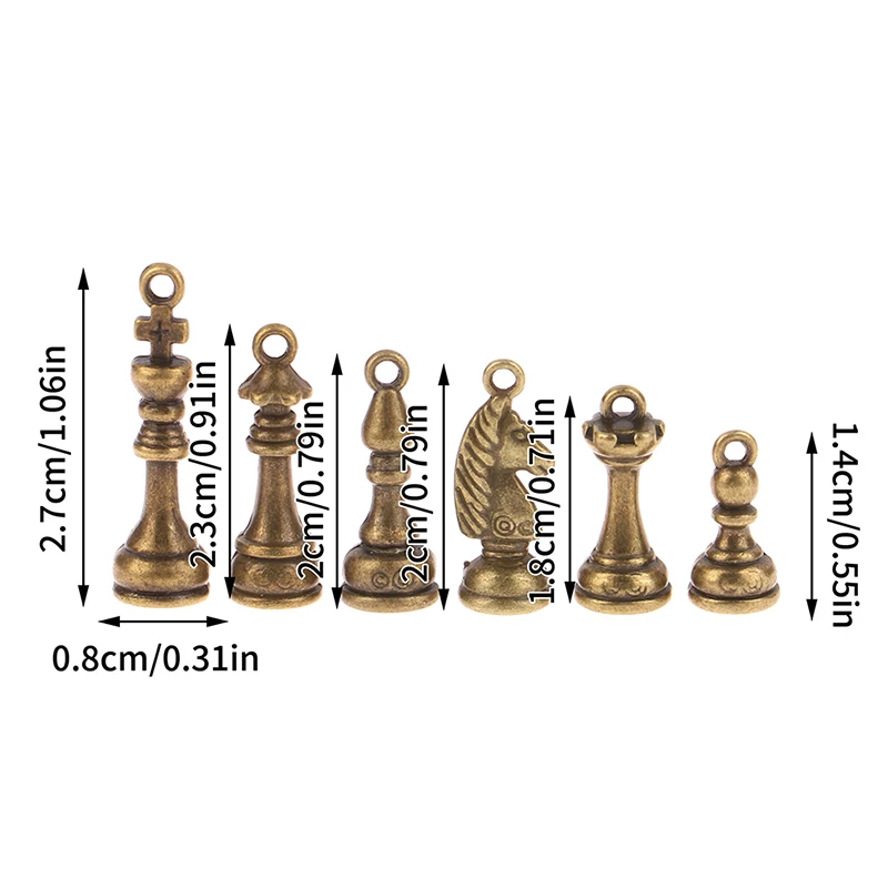 6Pcs/Set Charms Chess Knight Bishop Pawn Antique Pendant Fit Vintage Tibetan Bronze DIY For Handmade Jewelry Accessories