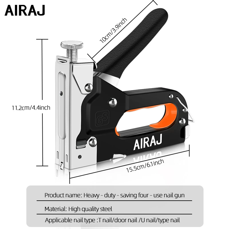 AIRAJ 1Pcs 4 in 1 Nailing Machine Durable Portable Comfortable Universal Door Nail T Nail U Straight Manual Gun