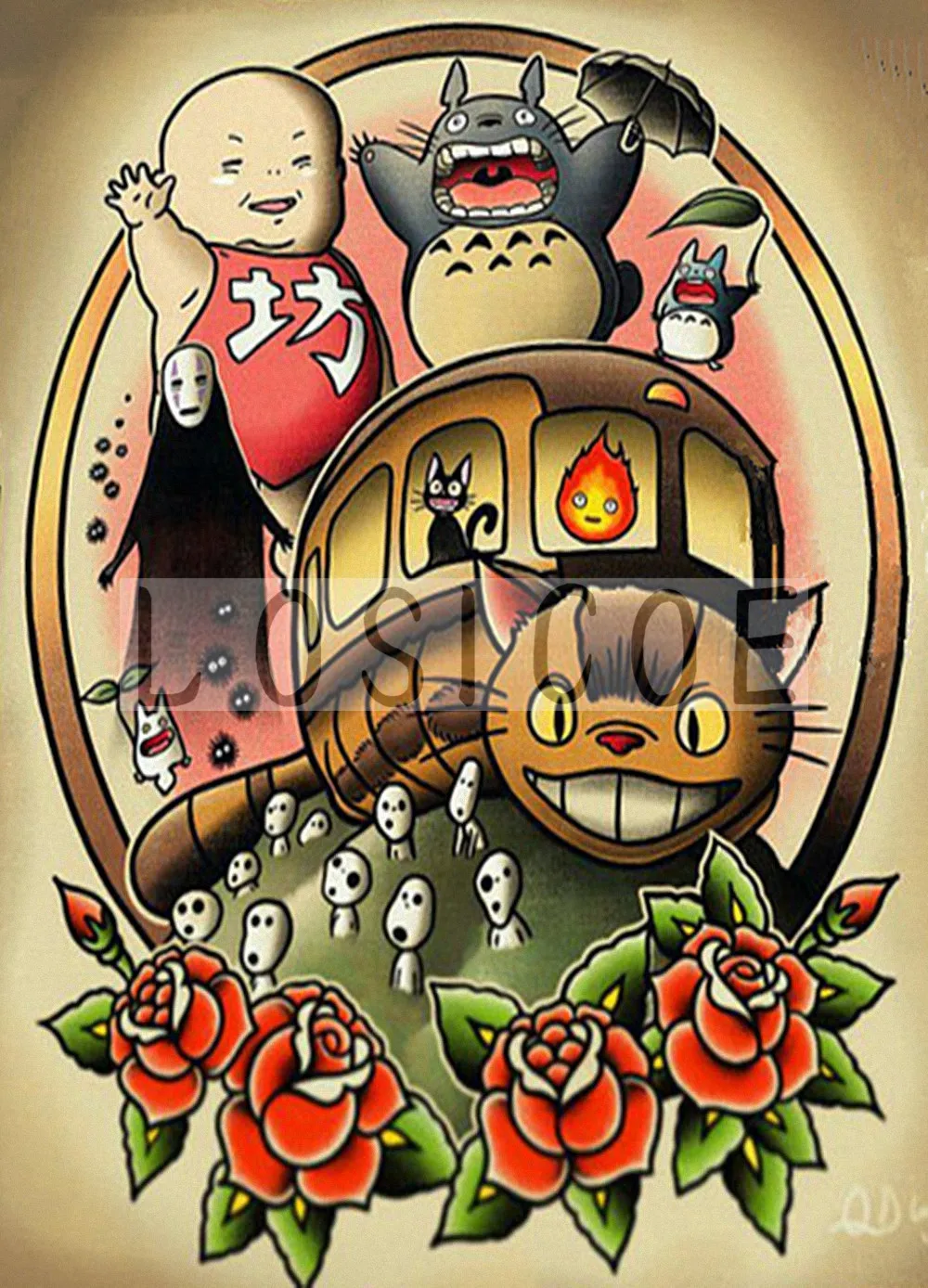 Japanese Anime Tattoo Design Manuscript Painting Wall Art Retro Kraft  Poster Wall Sticker Barber Shop Home Decor - AliExpress Home & Garden