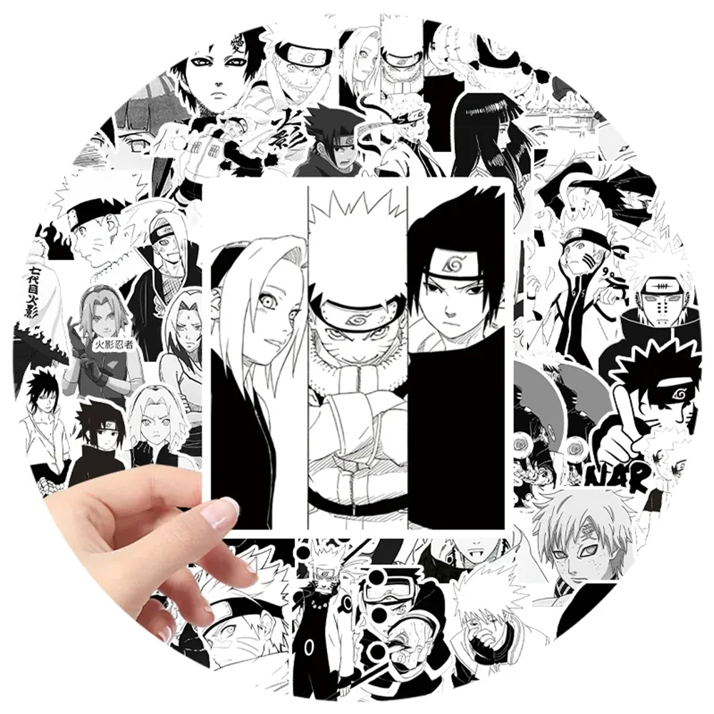 Black & White NARUTO Anime Graffiti Stickers - Cool Cartoon Waterproof Decals