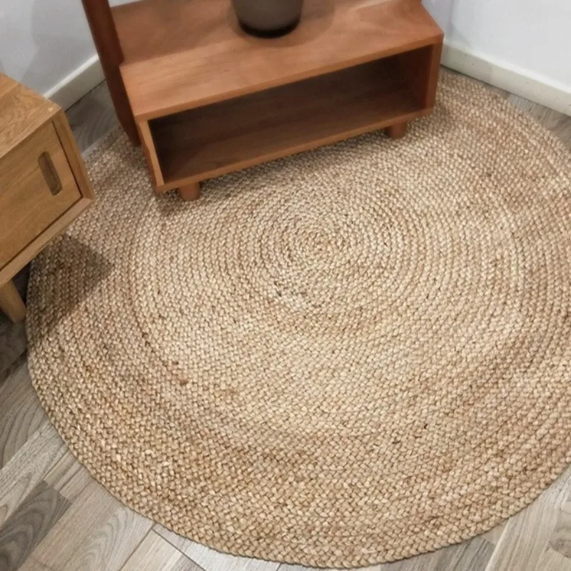 Living Room Carpet Natural Jute Woven Wear-resistant Stain-resistant Rug Natural Primary Color Large Area Floor Mat Ковер Tapis 2