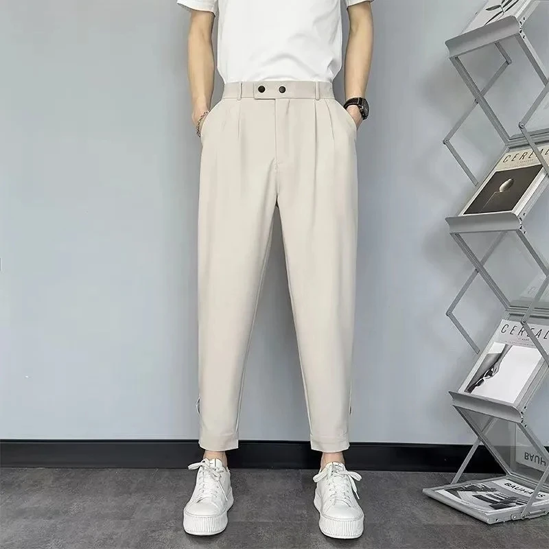 Pantalones bombachos de estilo coreano para hombre, pantalón informal,  holgado, color blanco, talla M-XL, primavera 2022 - AliExpress