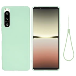 Liquid Silicone Lanyard Phone Case - Soft Gel Rubber Cover - Xperia Pro I (Green)