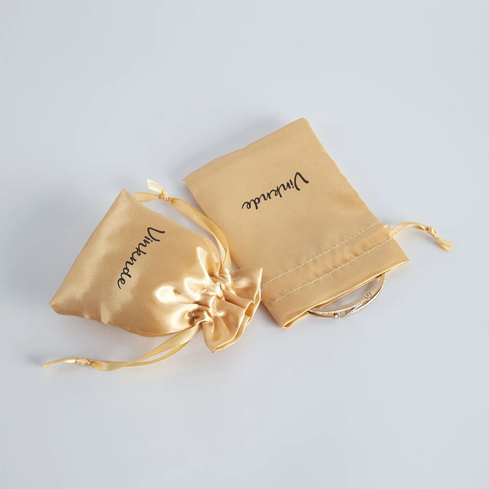 100pcs/lot Bulk Custom Logo Satin Silk Bags 7x9 10x15cm Jewelry Packaging Bags Wedding Gift Storage Drawstring Pouches Wholesale