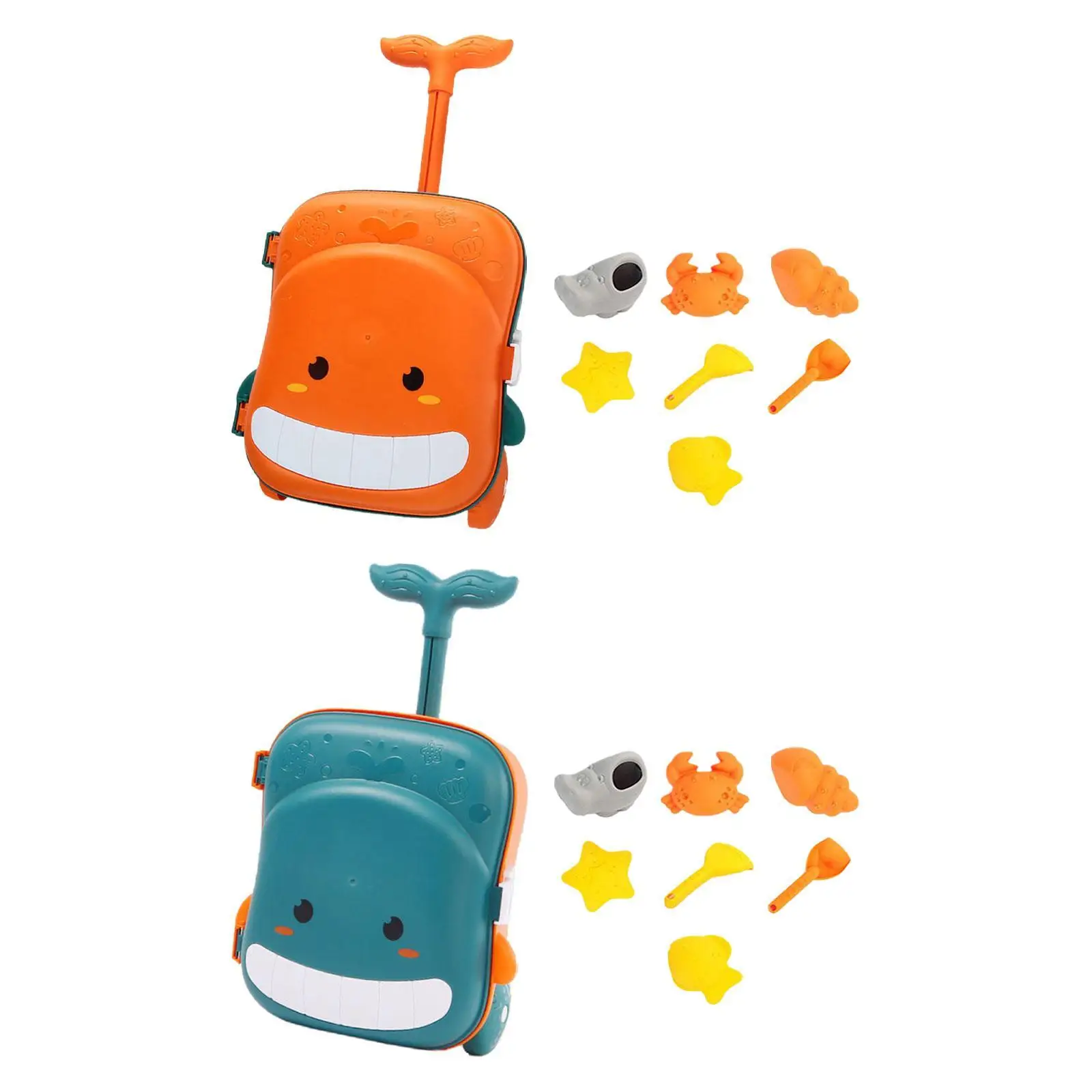 Children Beach Toy Set Outdoor Toy Travel Beach Kid Pull Toy Sand Digging Tool Hourglass Shovel Bucket Kits Luggage Trolley Case 3