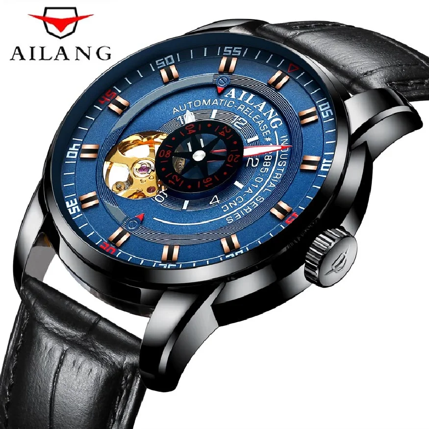 

AILANG 2023 Mens Luxury New Waterproof Leather Band Luminous Watches Personality Automatic Mechanical Men Watch Reloj Hombre