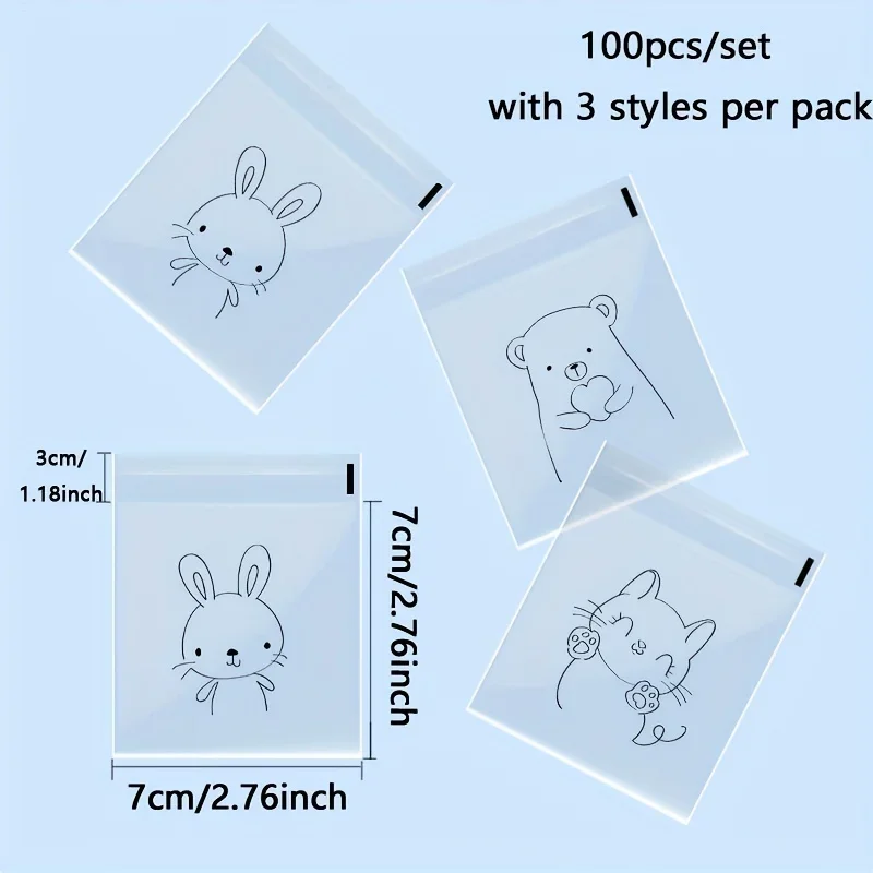 100PCS Transparent Self-adhesive Candy Gift Bags