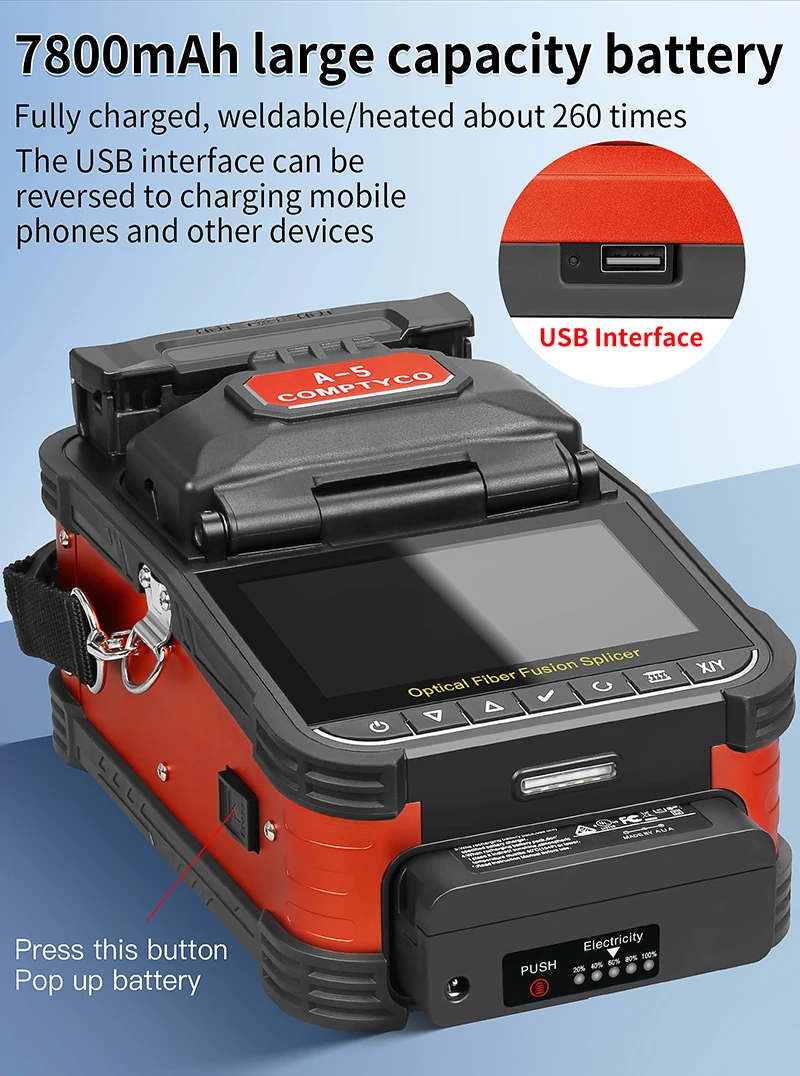 A-5/FS-60F/AUA-70F Optical Fiber Fusion Splicer 6 Motor Multilingual SM MM Fiber