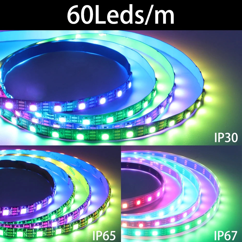 รูปสินค้า สายไฟ LED RGB แอดเดรสได้ ปรับสีได้หลากหลาย ยืดหยุ่นสำหรับตกแต่ง