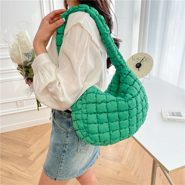 Fluffy, Fuzzy, Soft, Plush, Lightweight, Portable, Large Capacity 1 Piece  Puffer Quilted Tote Bag Set, Fashion Chain Shoulder Bag, Women's Nylon  Handbag With Clutch Purse For Girls, Women, College Students, Rookies 