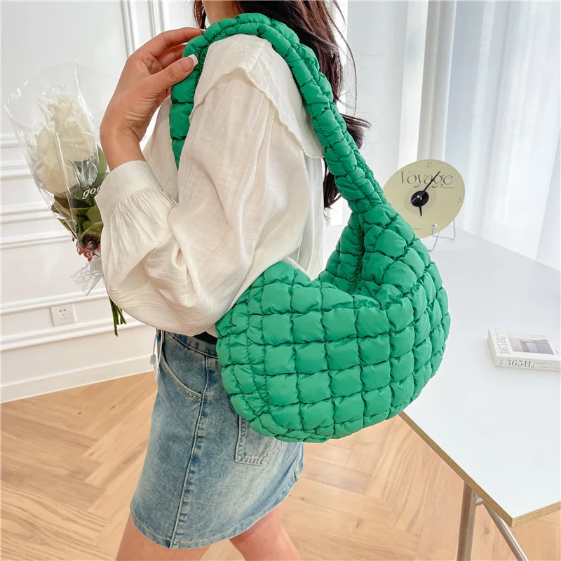 Puffer Bag Quilted Padded Tote Bags for Women Puffy Hobo Purse Lightweight Down Cotton Crossbody Shoulder Bag