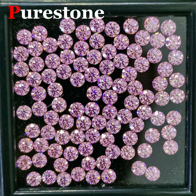 Round 0.1-10ct Pink Moissanite Loose Stone Colorful Rare Pink Red Purple Colored Green Black Blue Real Moissanite Diamonds