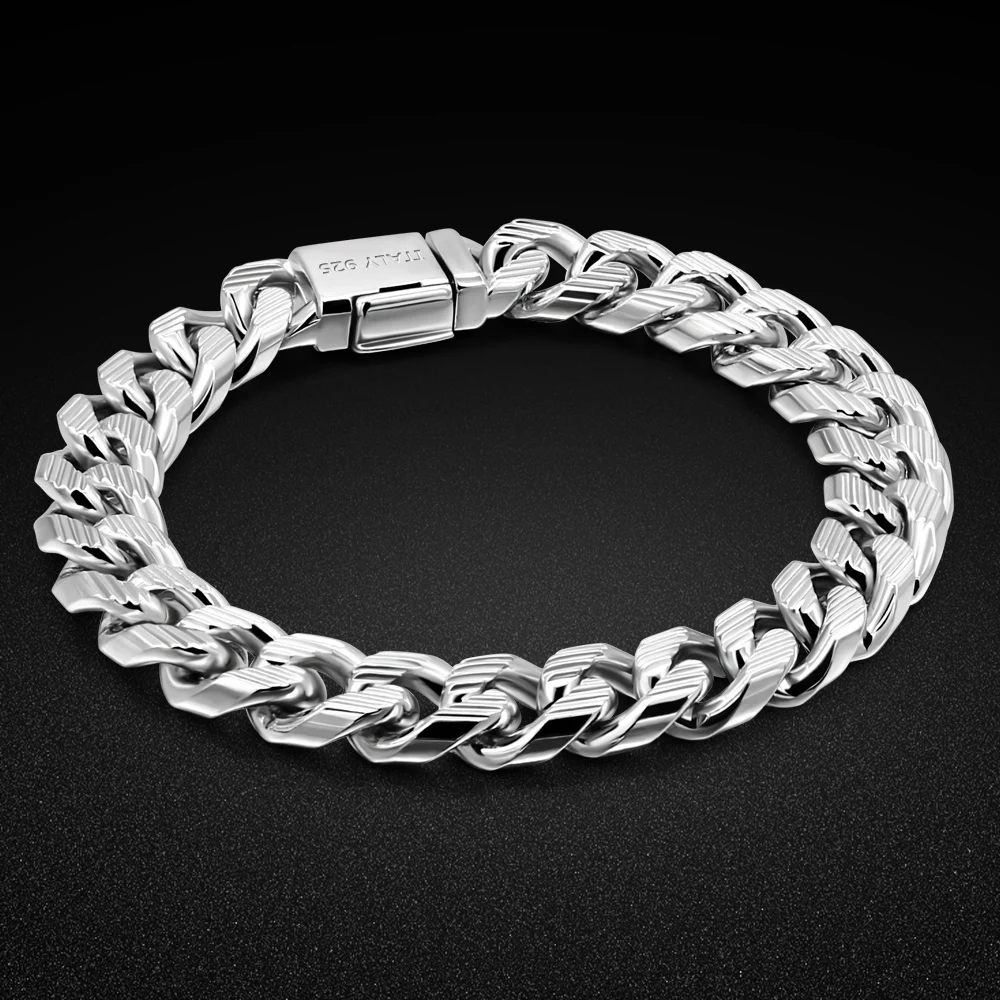 

Punk Male 10mm Chunky Miami Curb Chain Bracelet for Men 925 Sterling Silver Cuban Link Chain Wristband Classic Heavy Jewelry